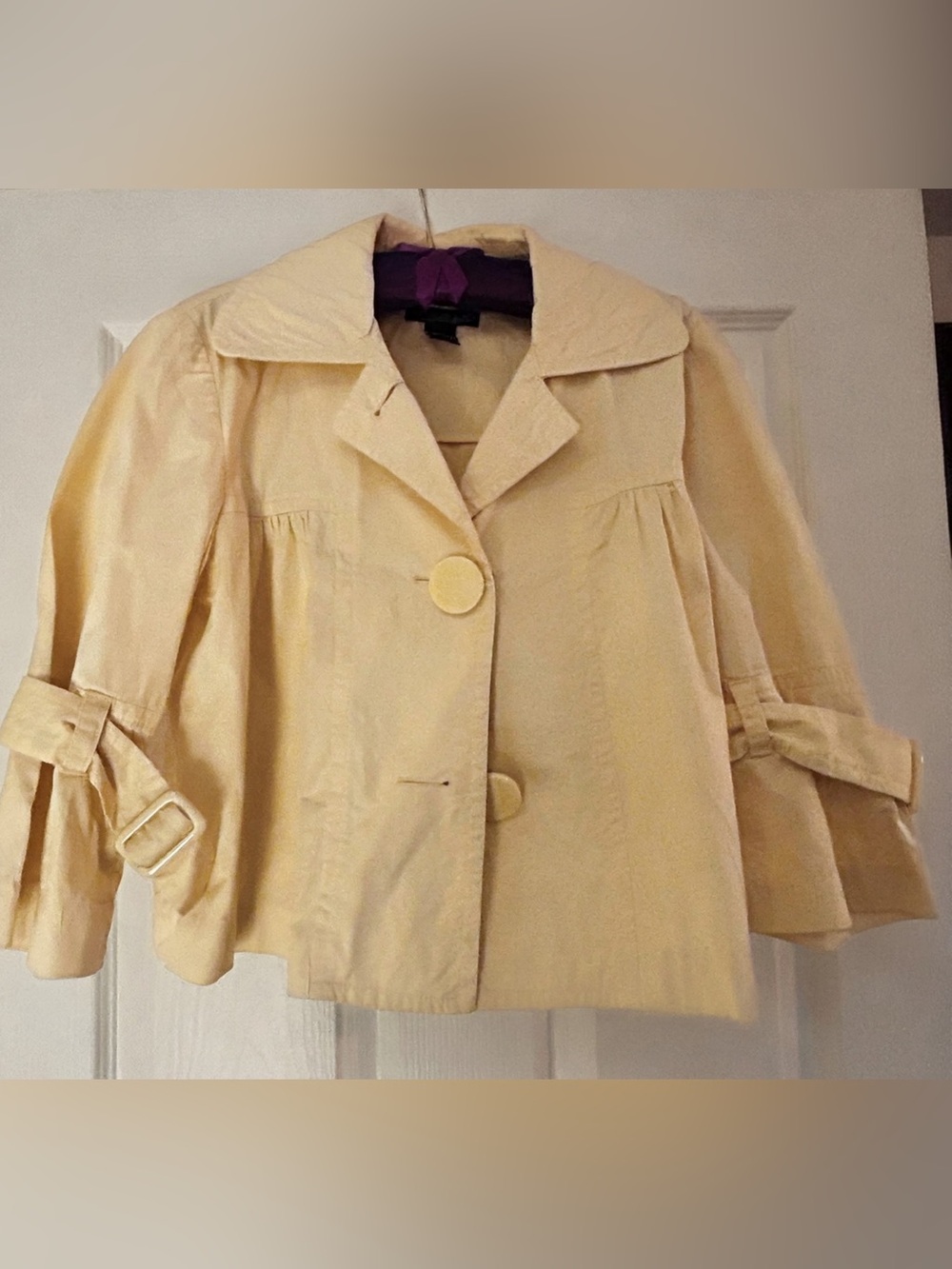 Willi Smith Yellow Short Trench Coat with Large Buttons